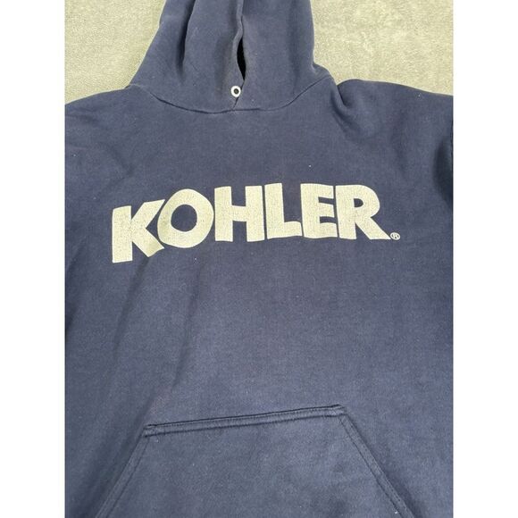 Vintage 80s Kohler Promo Pullover Hoodie Men's Size Large Blue - Picture 4 of 9